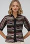 Women's Khaki Judge Collar Woven Cuffed Openwork Short Sleeve Guipure Shirt Alc-X13550