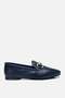 Women's Leather Navy Blue Buckle Loafer