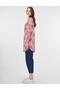 Abstract Pattern Shirt Collar Tunic Coral - 4
