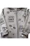 Baby Boy Gray Space Printed Zippered Hooded Romper - 4