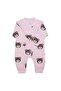 Baby Girl Pink Brown Teddy Bear Printed Jumpsuit - 3
