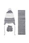 Unisex Gray White Wave Patterned Knitwear Scarf Beanie Set - 2