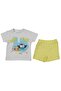 White Yellow Owl Printed Striped Shorts Set for Baby Boy