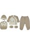 Baby Boy Ecru Brown Bro Car Embroidered 5 Piece Hospital Discharge Set - 4