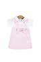 Ecru Pink Baby Girl Gilet Dress Set - Plaid and Bow - 3
