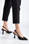 Satin Stiletto Pointed Toe Back Strapped Open Heel Daily Comfortable Women's Heeled Shoes - 2