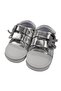 Baby Girl Metallic Gray Glitter Bow Velcro Leather Shoes - 5