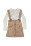 Girl's Ecru Brown Corded Badili Salopet Dress - 5