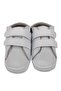 Baby Boy White Leather Shoes with Gray Velcro on the Back and Stitched Front - 4