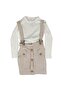 Girl's Ecru Gray Corded Badili Salopet Dress - 5