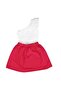 White Fuchsia - Single Shoulder Frilly Girl's Skirt Suit - 2