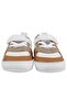 Baby Boy White Brown Laced Leather Shoes with Snap Fasteners - 6