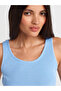 10748 Strappy Corded Fine Textured Knitwear Blouse-Blue - 3
