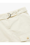Cotton Cargo Pocket Detailed Belted Gabardine Skirt - 3