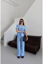 Women's Tie Detail Blouse Pants Double Bottom Top Set - 4