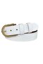 100% Genuine Leather, White Women's Jeans with Gold Buckle, Sports Belt 4 Cm=an-byn-12 - 3
