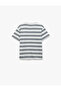 Cotton Short Sleeve Crew Neck Striped Oversize T-Shirt - 2