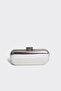 Silver Metallic Silver Clamshell Chain Strap Clutch Evening Bag - 2