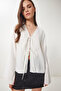 Contrast Striped Tie-Up Summer Blouse Ecru Lbv0060 - 3