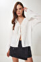 Contrast Striped Tie-Up Summer Blouse Ecru Lbv0060 - 2