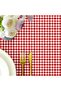 مفرش طاولة مقاوم للبقع باللون الأحمر من Gingham - 3