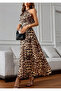 New Season Women's Long Leopard Patterned Single Jersey Dress with Cross Tie Detail - 2