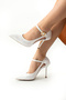 White Patent Leather Ankle Buckle Stiletto – Thin Heel, Comfortable Fit, Pointed Toe - 2