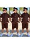 Boy's Summer Linen Fabric Judge Collar Buttoned Shirt / Shorts with Pockets 2-Piece Set - 4