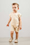 Baby Kids Cream Cotton Comfortable Jumpsuit Salopet Trend Fashion Bottom Top Set - 4