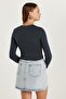Women's Slim Fit Slim Fit Crew Neck Anthracite Blouse - 5