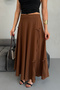 Brown Ribbon Detailed Flared Skirt