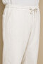 Men's White Linen Loose Cut Lace up Trousers - 2