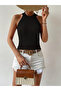 Women's Sleeveless Halter Neck Mini Argyle Knitwear Blouse - 5