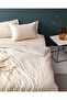 Elicia Double 100% Cotton Striped Satin Bed Sheet Pieces Duvet Cover Set - Gold - 3