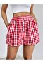 Women's Comfortable Elastic Waist Plaid Patterned Summer Shorts - 5