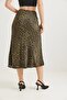 Elastic Waist Midi Length Satin Skirt Khaki - 5