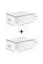 Set of 2 White Gray Printed Mega Size Base under Bed Cabinet Pillow Quilt Sweater Clothes Bag - 7