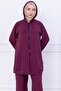 Hooded Kangaroo Pocket Zippered Ayrobin Suit Plum Hm2731 - 3