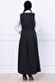 Belted Pleated Knitted Gilet Dress Black Hm2736 - 6