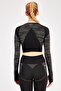 Slimfit Women's Crew Neck Black Crop Top - 2