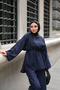 Women's Basic Linen Suit Navy Blue - 5