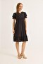 V-Neck Watermelon Sleeves Full Laced Lined Dress Black