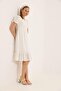 V-Neck Watermelon Sleeves Full Laced Lined Dress Ecru - 3