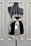White Bridal Veil Set, Sparkling Crystal Glass Beads and Sequins Embroidered Henna Veil 6 Pieces - 5