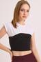 Black and White Color Block Knitted Blouse - 4