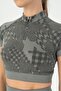 Slimfit Women's Crew Neck Black Crop Top - 5