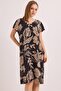 V-Neck Comfortable Fit Woven Viscose Dress Mink - 4