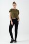Comfort Women's Crew Neck Olive Crop Top - 3