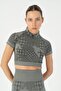 Slimfit Women's Crew Neck Black Crop Top - 2