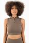 Slimfit Women's Turtleneck Cocoa Crop Top